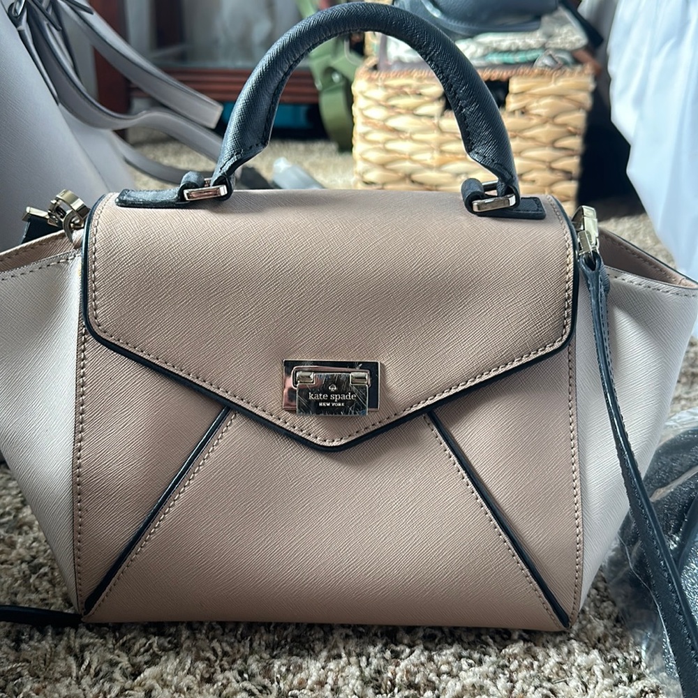 Kate Spade bag (tan, white & black)